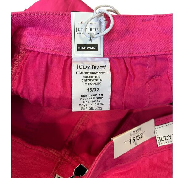 NWT JUDY BLUE Fuschia Neon Pink Daphne High Rise Slim Ankle Jeans Women's 15/32 - Picture 10 of 11